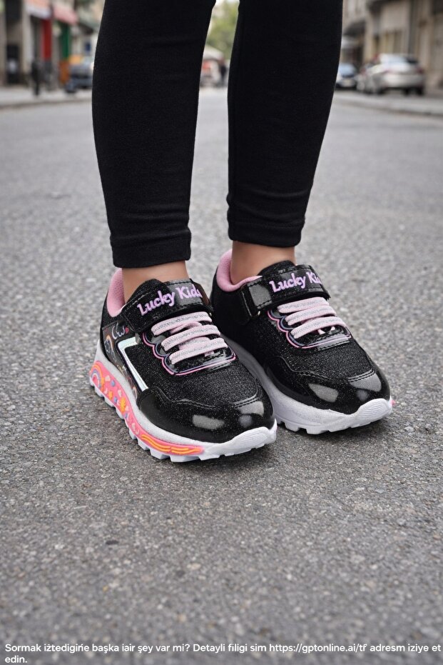 Girl's Patterned Glittery Casual Sneaker Shoes