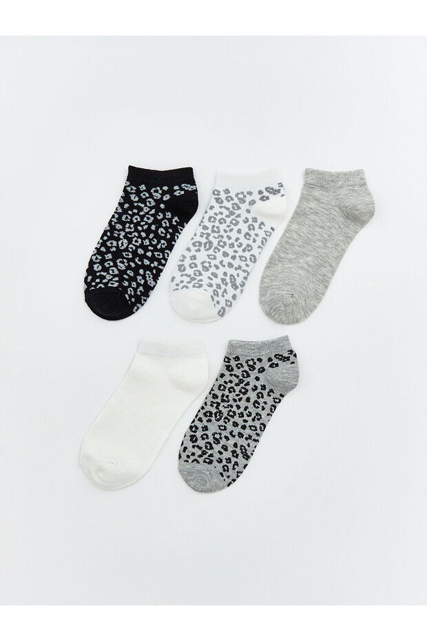 Nevavm Leopard Patterned Women's Booties Socks 5-Piece Set