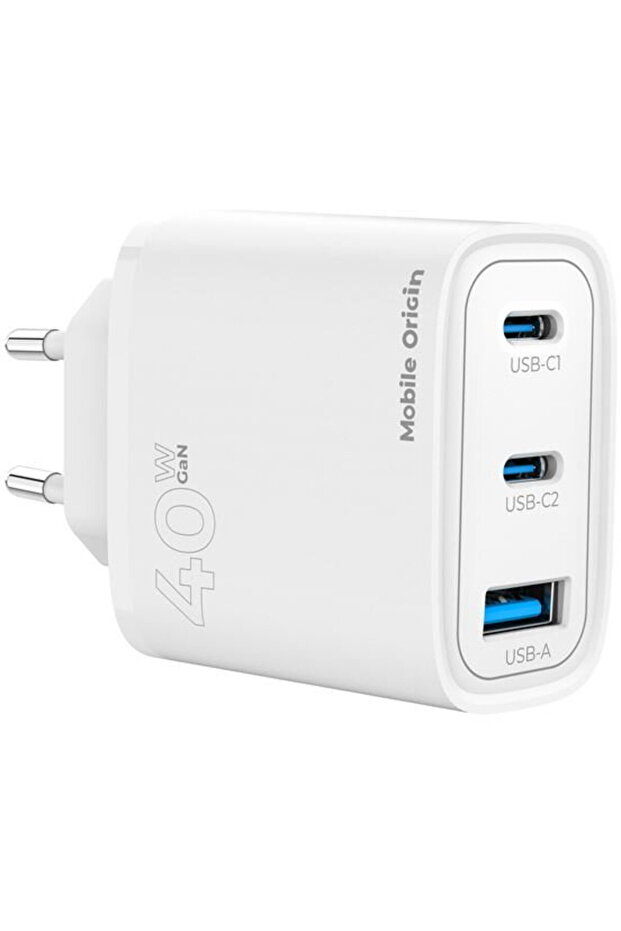 1xUSB-A + 2x USB-C 40W Alb - 7
