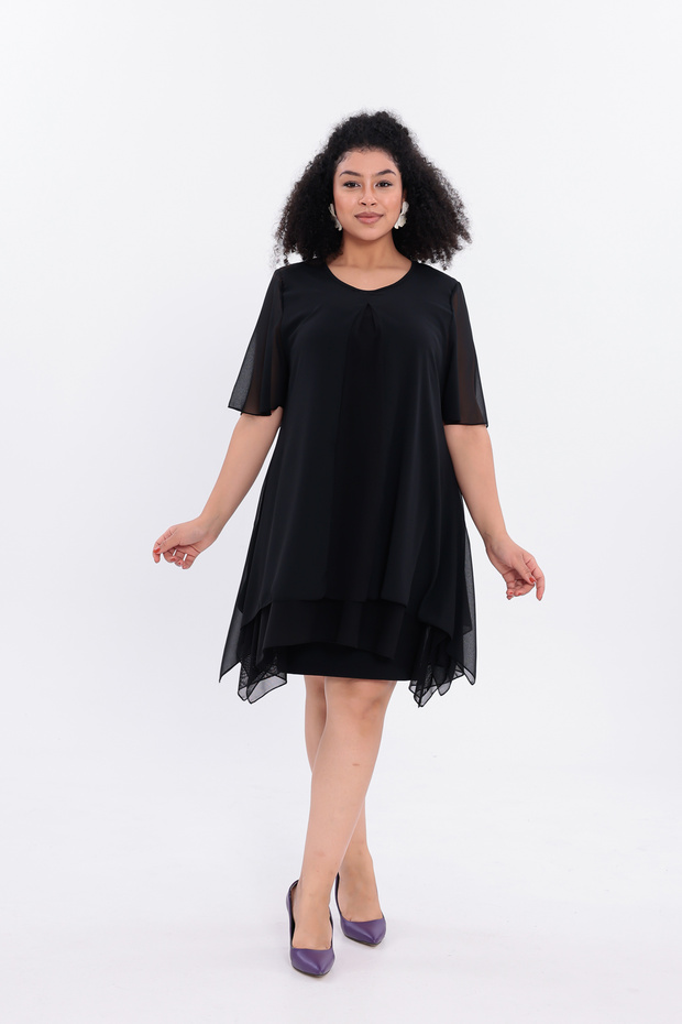 Women's Plus Size Patterned Blouse Tulle Fabric Inner Lining Modern Stylish Short Sleeve Blouse Ng5023