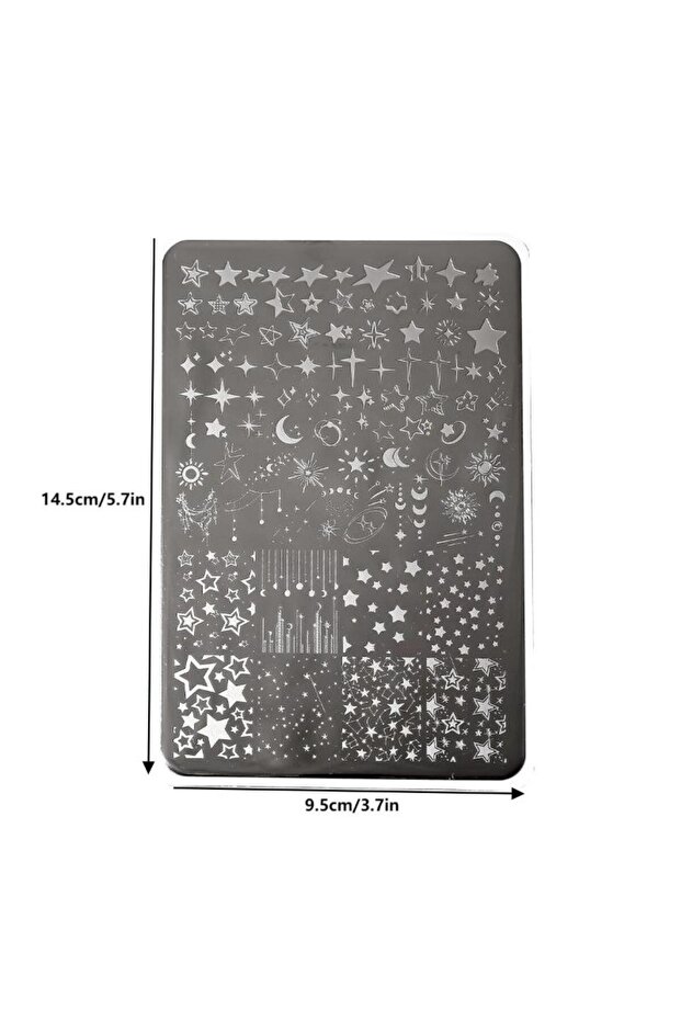 one size 1PCS Cartoon Moon Stars Nail Stamping Plates Rectangle Template Stencils Nail Art Stamp Ima
