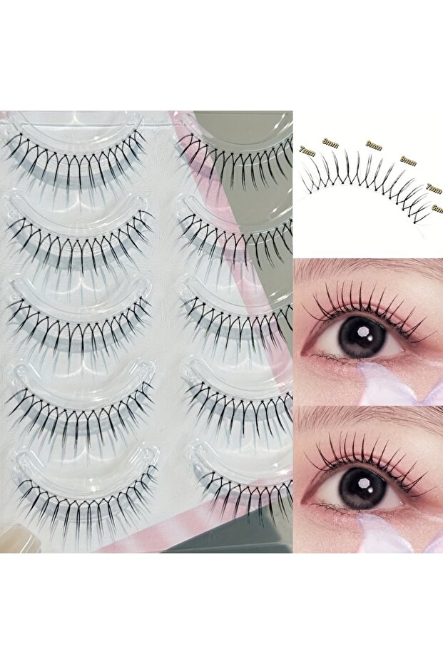 01 Mixiaohe Full Strip Eyelashes 5 Pairs Clear Band C Curl Korean Style Natural Lashes for Beginners