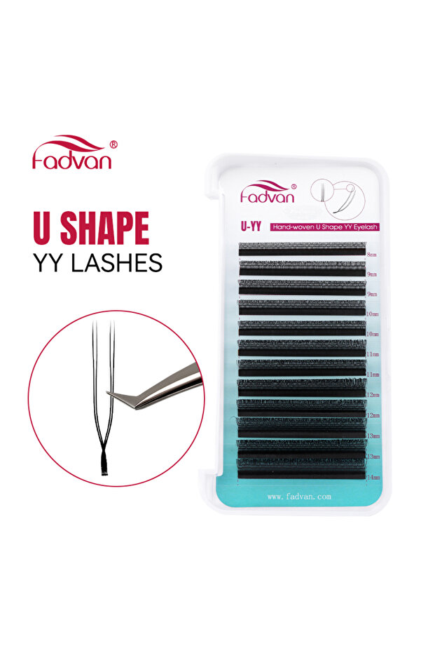 8-12mm MIX 0.07mm D FADVAN U Shape YY Lashes C/D Curl Eyelashes Extension Waterproof Premium Soft Ma