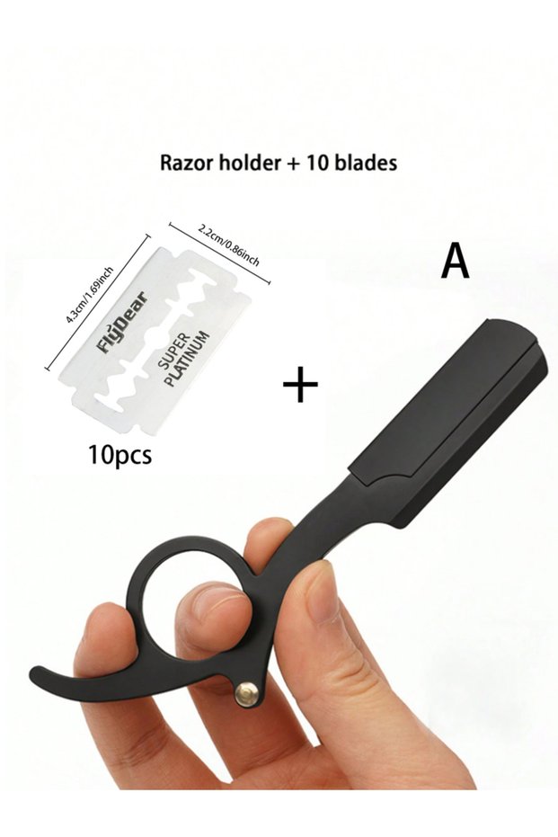 A-10Pcs Blade Manual Shaver for Men Barbershop Razor Stainless Steel Shank Is Easy To Use Safety Raz