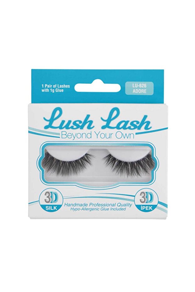 3D Silk Lashes with Hypoallergenic Glue Adore Black LU-626