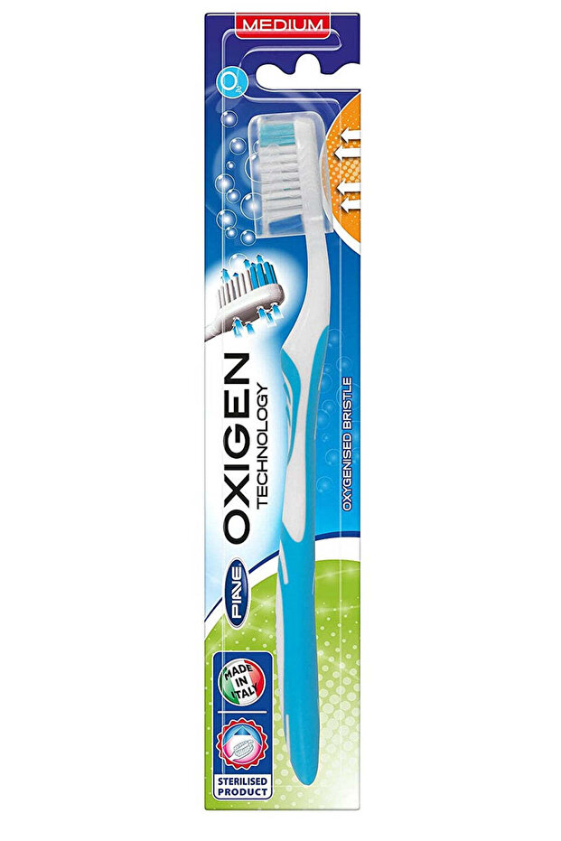 Dark Blue & White Medium Toothbrush with Oxygenized Bristles