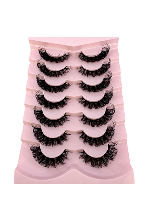 7pairs-X84 5/7 Pairs Russian Strip Lashes Fluffy Faux Mink Lashes Wispy Natural Look Eyelashes Thick