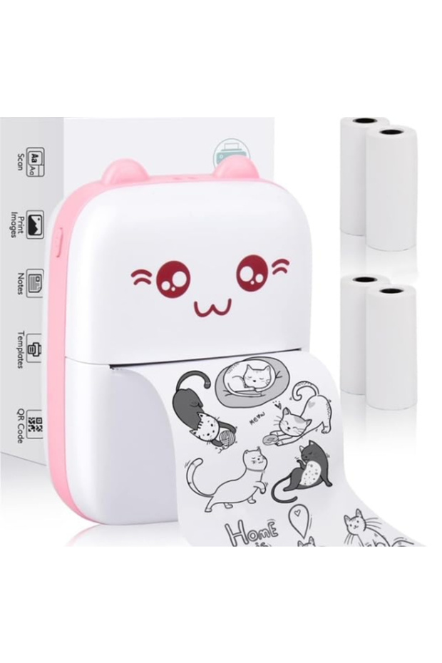 Instant Printing, Mini Bluetooth Thermal Printer, Inkfree Printer, Black & White Thermal Printer,