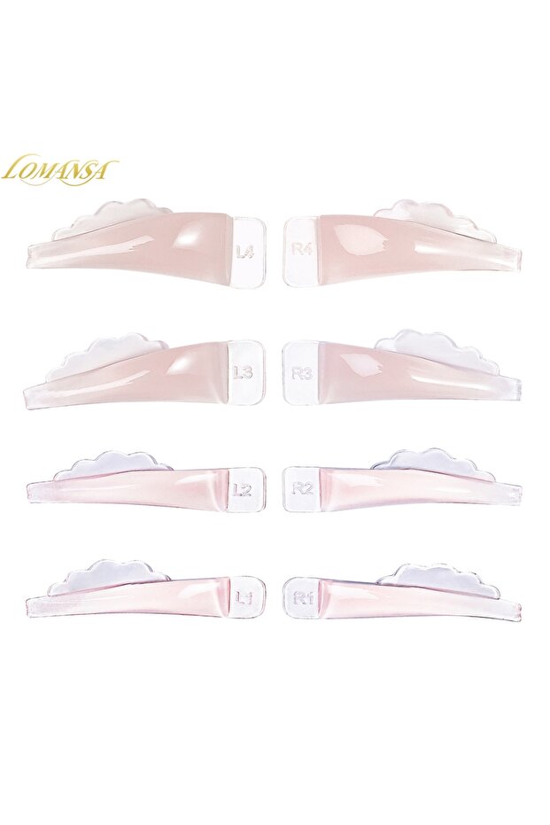 Pink Lomansa 4 Pairs J And C Curl Silicone Eyelash Perm Pad Sticky Lashes Rod Shield Lifting 3D Eyel