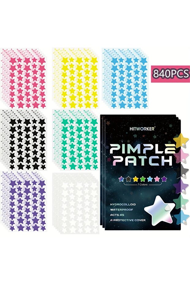 840 Patches 840 Patches / Pack 7 Color Star Shape Hydrocolloid Acne Pimple Patch For Covering Zits a