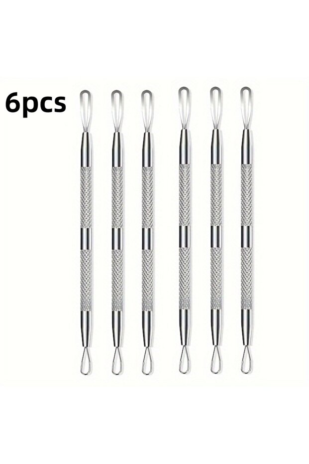 6pcs Stainless Steel Blackhead Remover Tool,Blemish Extractor - Professional Facial Skin Care Implem