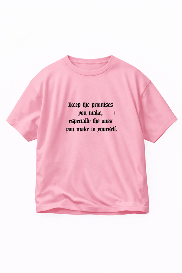 T-Shirt Oversize Unisex 100% Cotton Comfortable Fit Promi̇ses Printed T-Shirt