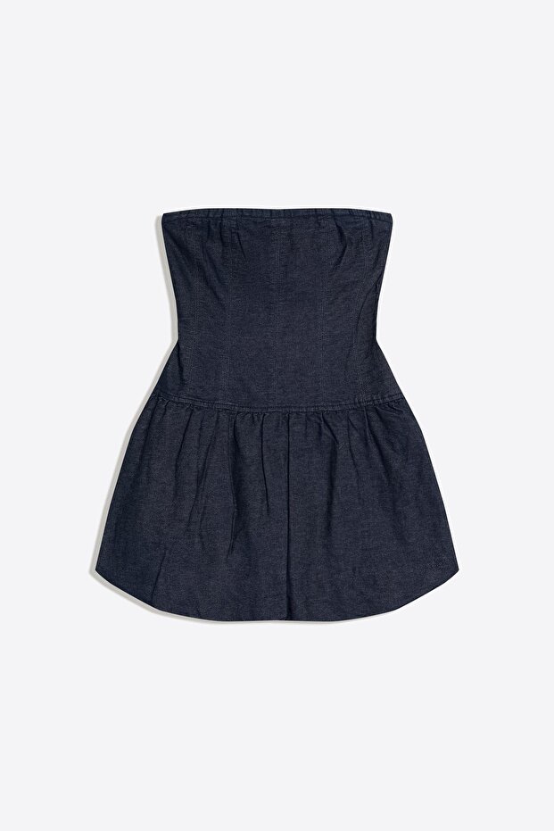 Mini balon kot elbise - 5