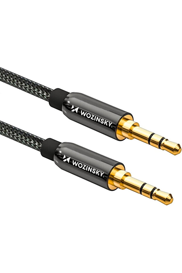 universal mini jack cable 2x AUX cable 2 m black - 1