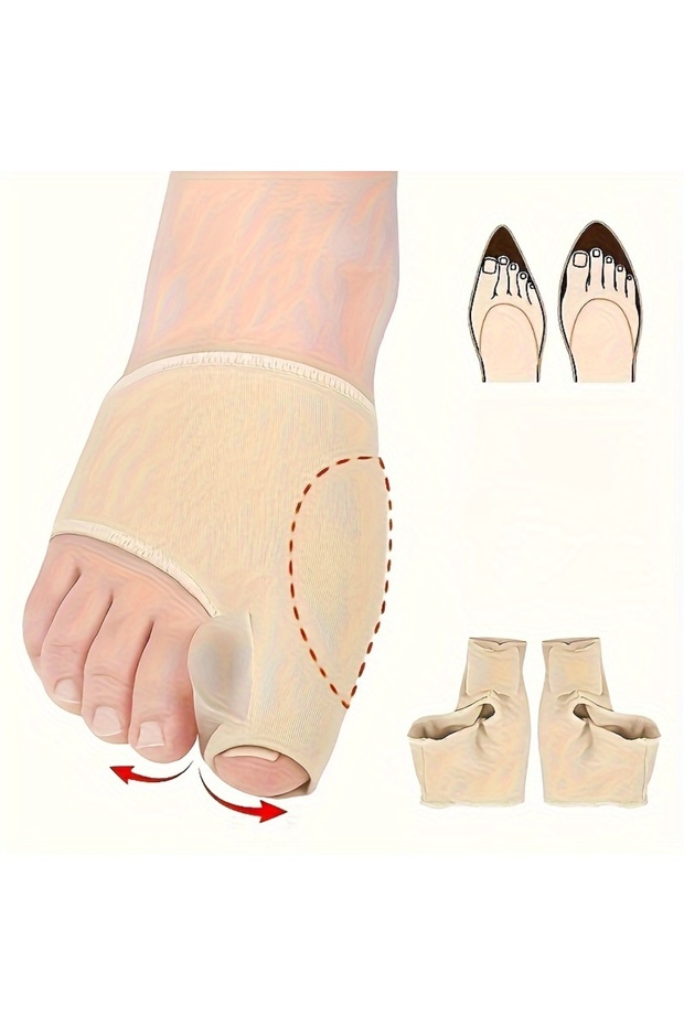 Beige 2 Pcs Foot Grip Insert & Gel Cushion Pad-Made with Elastic Material-Foot Care Tool for Men & W