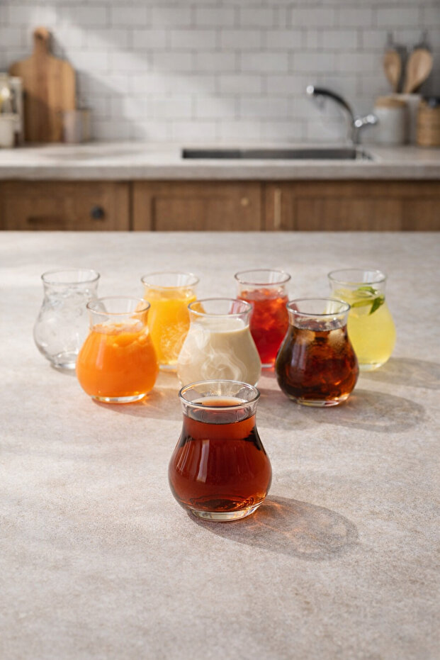 Set of 8 200 ml Borosilicate Glass Almila Cups Heat Resistant Transparent Kw-724