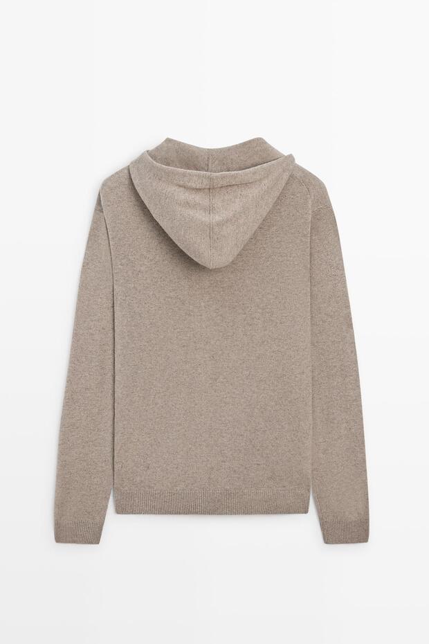 Yünlü kapüşonlu triko hırka - 8