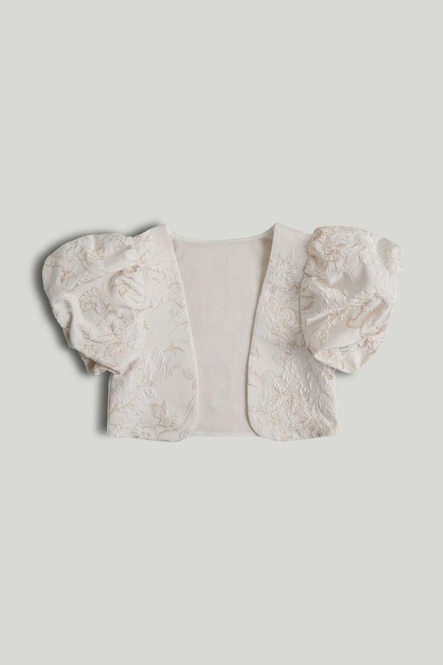 White Jacquard Bolero Jacket, 5 years to 10 years