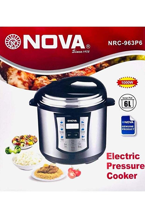 6L Electric Pressure Cooker with 1000W High Performance Heating, Digital Control Panel, Multi F