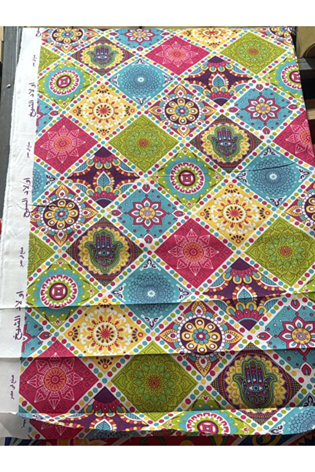 مفرش طاولة بنمط بوهيمي - تصميم هندسي متعدد الألوان - طول 22 مترًا - 1