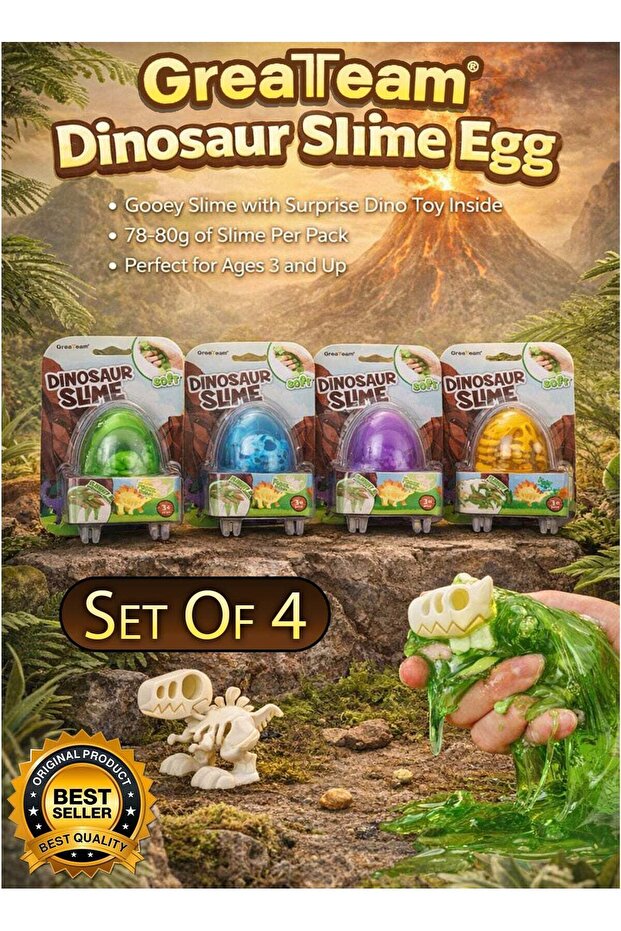 Dinosaur Slime Egg Set of 4