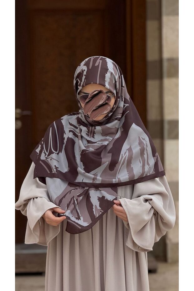 Cotton Soft Amine Pattern Scarf-Acute Brown