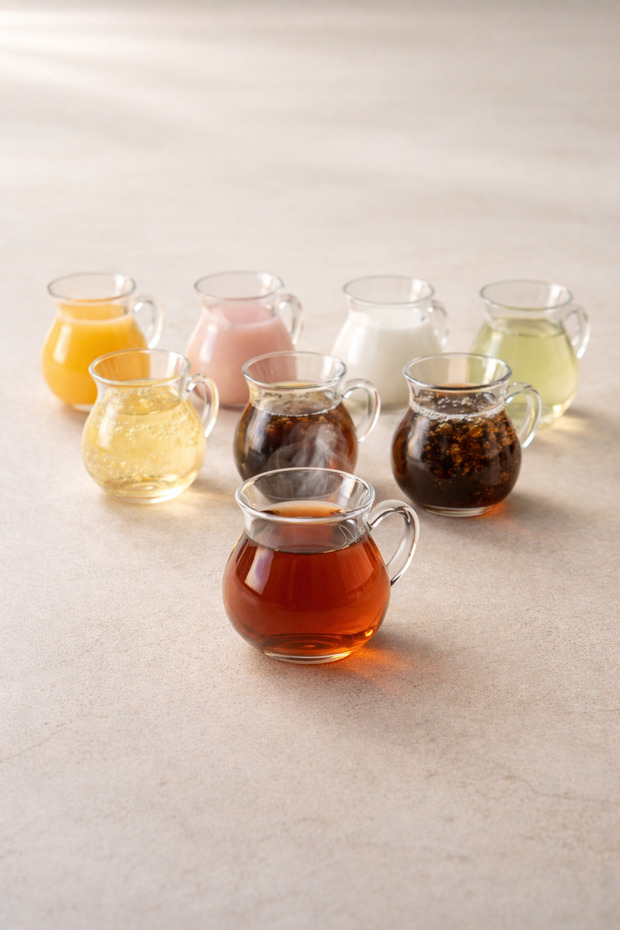 Set of 8 200 ml Borosilicate Glass Almila Cups with Handles, Heat Resistant Transparent Kw-731