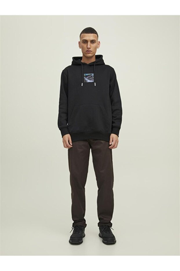 Kapüsonlu Baskili Sweatshirt - 4
