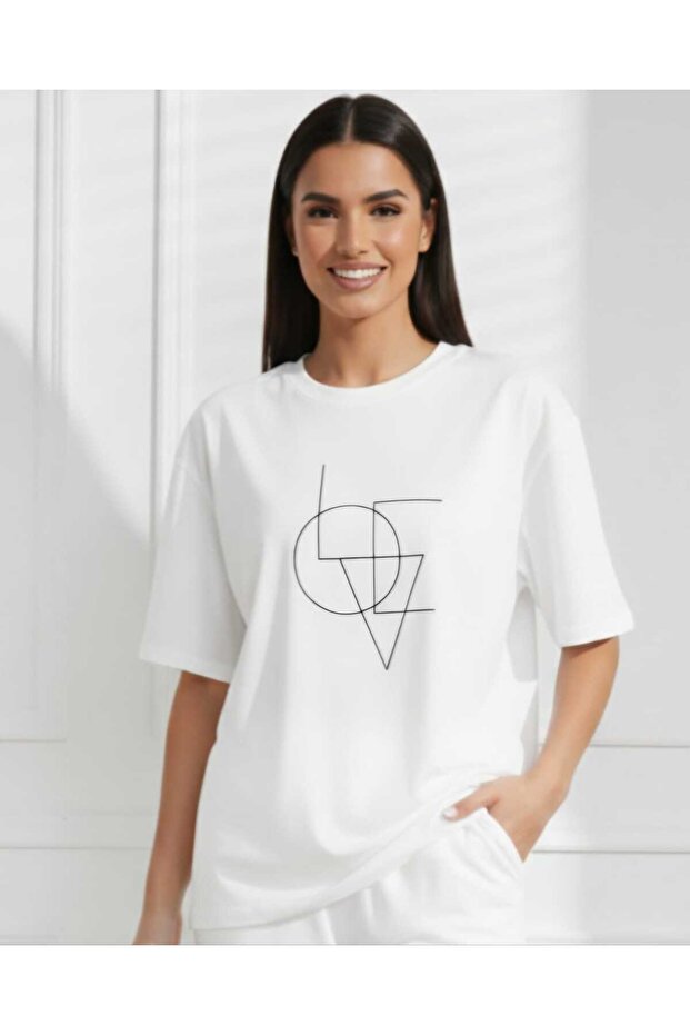 T-Shirt Geometry Printed Oversize
