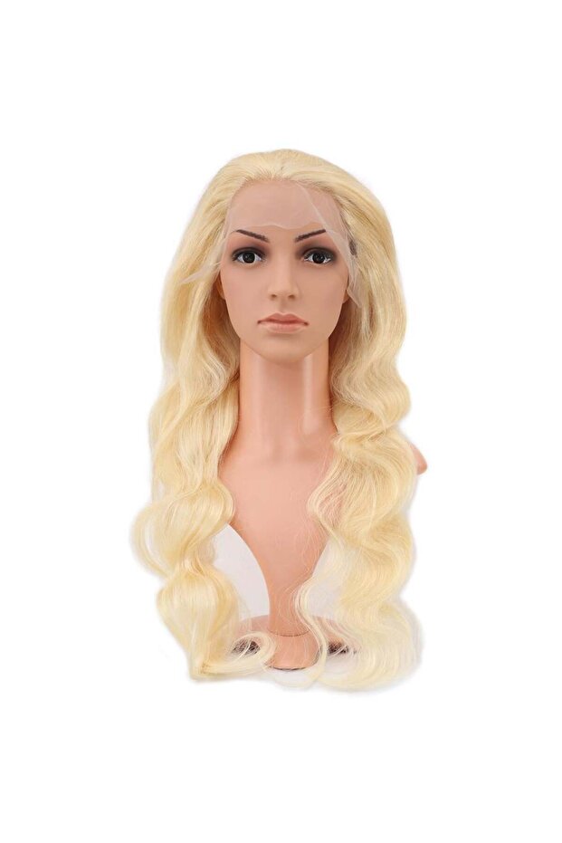 Real Front Lace Wavy Platinum Tulle Wig - 70-75cm