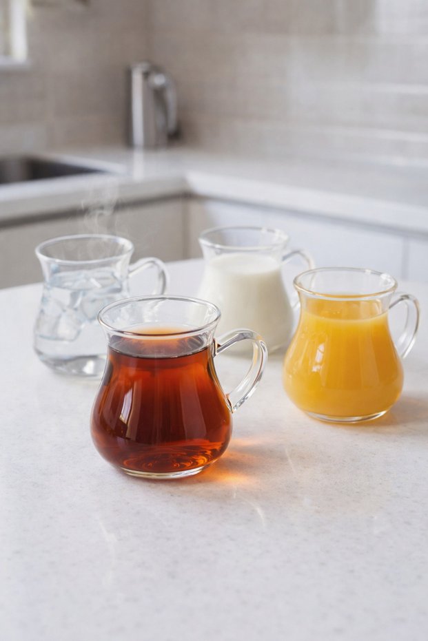 Set of 4 200 ml Borosilicate Glass Cups with Handles, Heat Resistant Transparent Kw-732