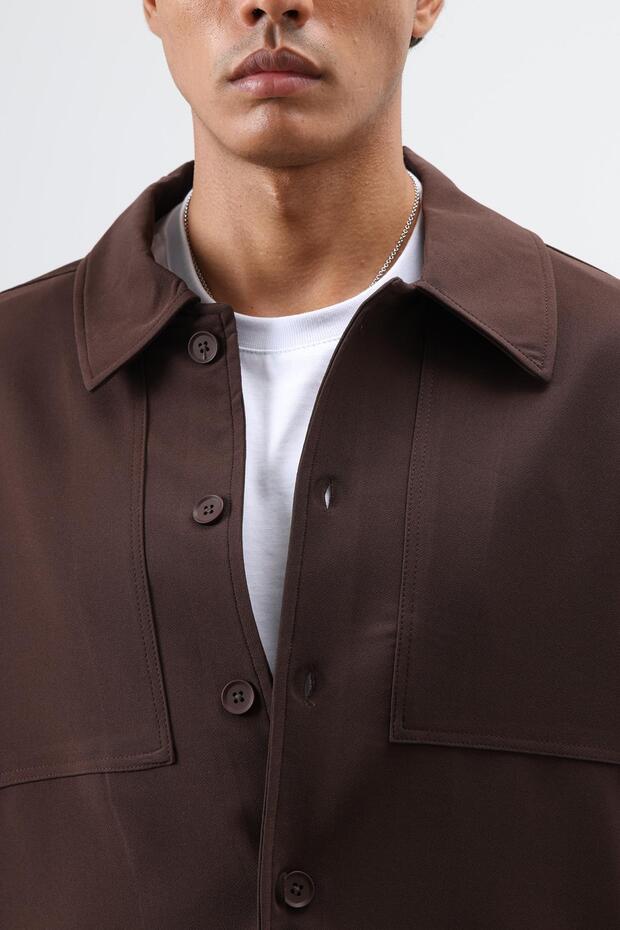 سترة ريلاكس فيت باللون البني - 3