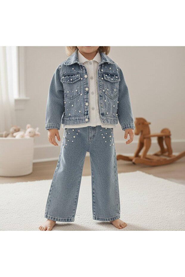 Pearl Stone Decorated Girls' Pants