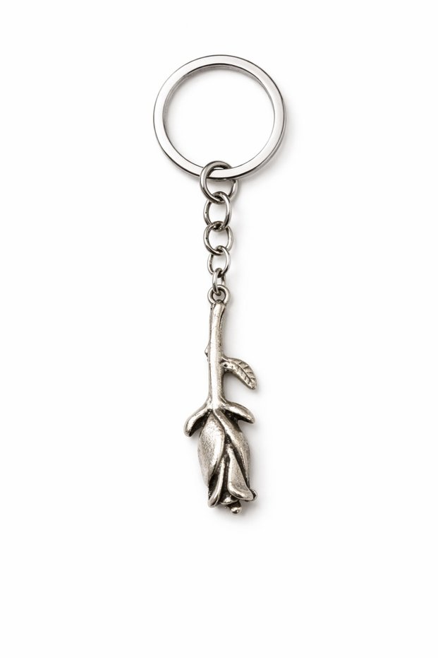 Thin Handle Bud Shaped Metal Figure Keychain