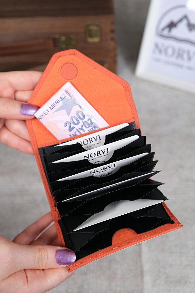 Accordion Genuine Leather Card Holder 1048