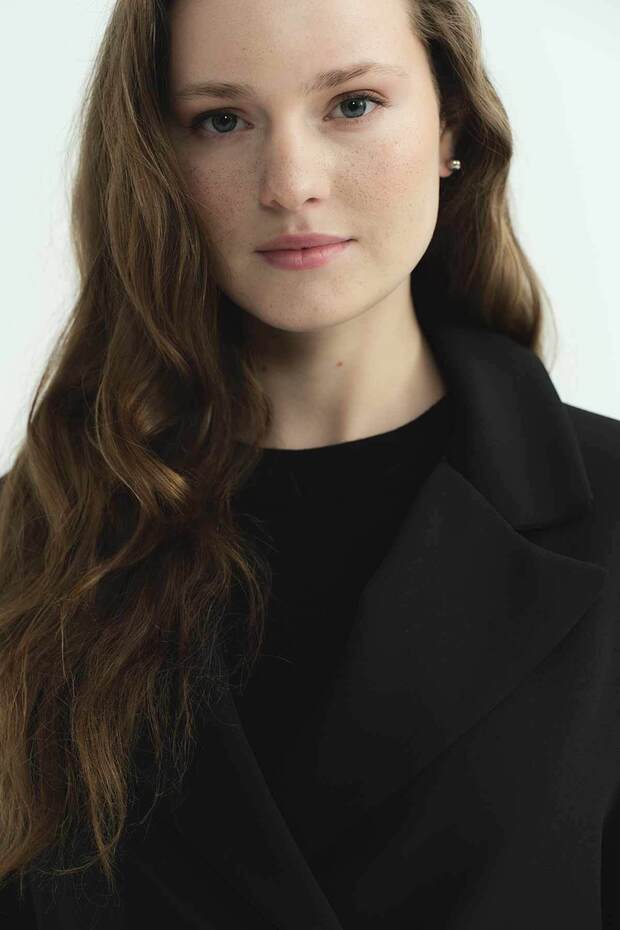 سترة سوداء مزدوجة الصدر - 6