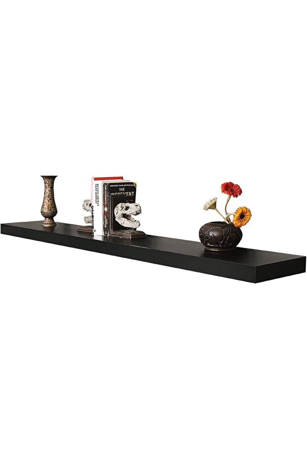 رف حائط، مستطيل عائم، 40 سم (أسود) - 1