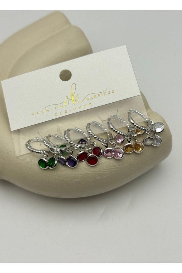 Vip Silver Colored Stone 6-Piece Earrings - 26Vipkp53