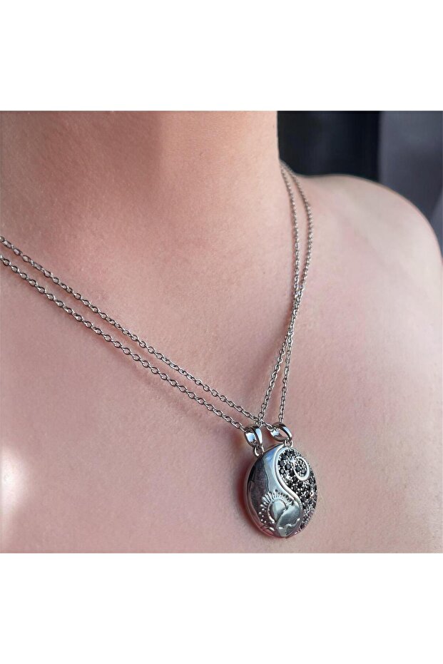 Çelik Çift Yin-Yang Kolyesi - 2