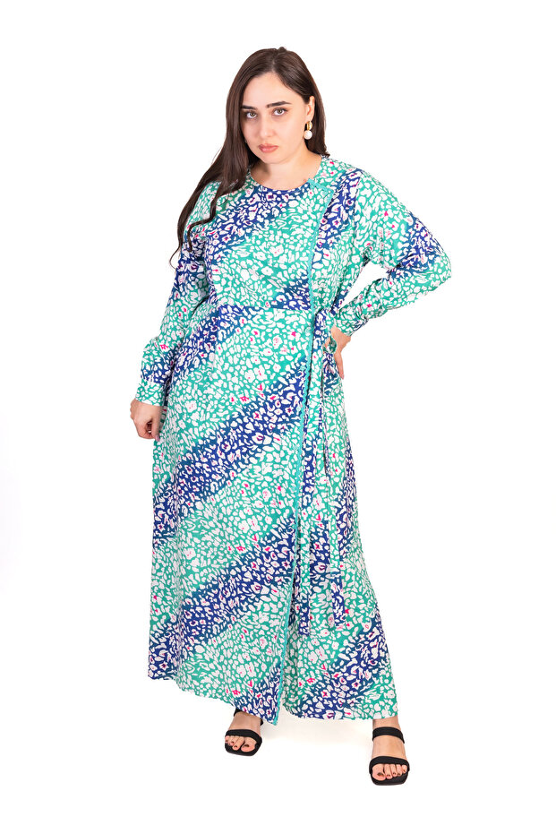 Violet & Blue Abstract Printed Maxi Dress