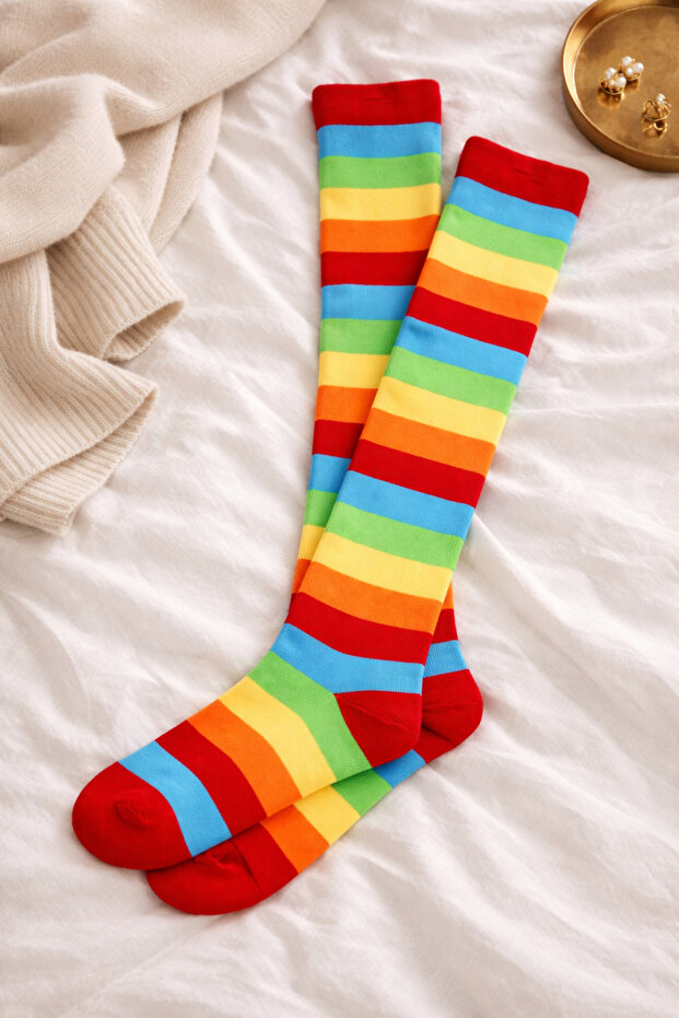 Colorful Circles Patterned Knee Socks - 2