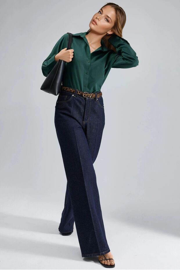 BUSEM Düğmeli Rahat Kesim Gömlek - 4