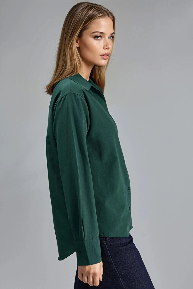 BUSEM Düğmeli Rahat Kesim Gömlek - 3