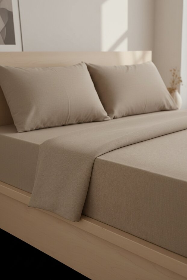 Double Size Ranforce Bedding Set Plain Brown - 1