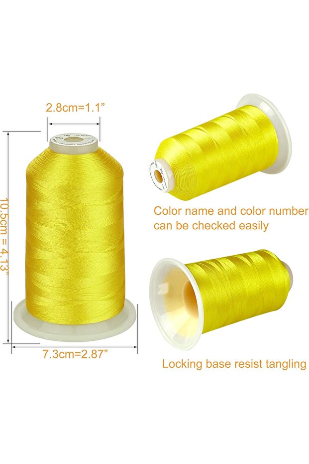 Embroidery Thread Set 3 Spools, 5000 m, Yellow Color - 3