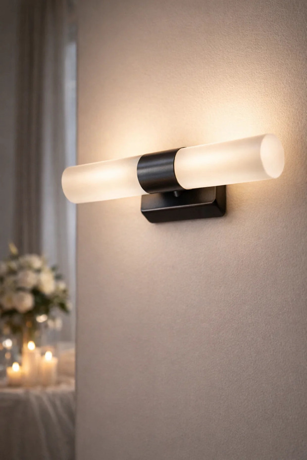 Buz Led Aplik İkili Siyah - 2