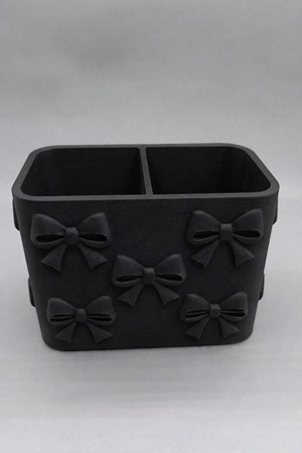 Bow-Detailed Desk Organizer – 7 cm Aesthetic Pen Holder & Office Organizer