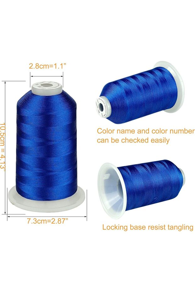Embroidery Thread Set 3 Spools, 5000 m, Blue Color - 2