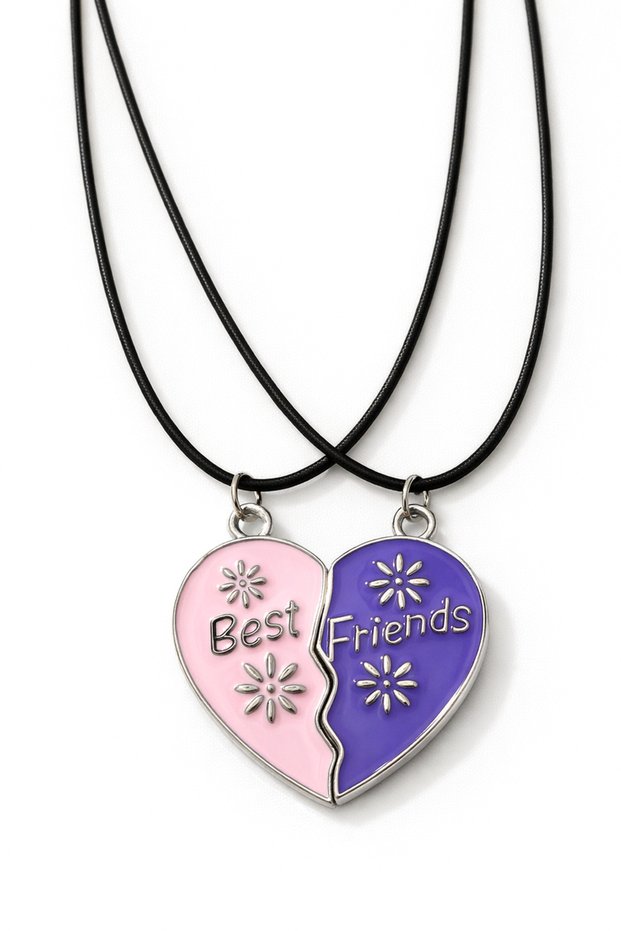 Best Friends Written Colorful Magnet 2-Piece Children's Friendship Necklaces