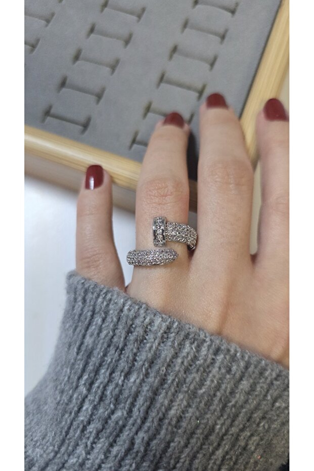 Premium Design Sparkling Women's Double Color Ring Adjustable Without Number